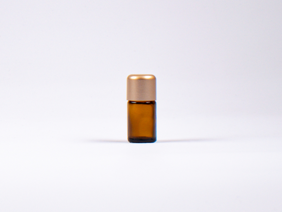 Braunglasflasche 5ml, mit Tropfmontur Gold